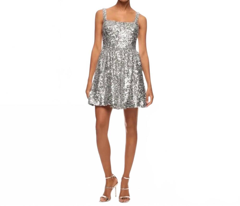 NEW SACHIN & BABI women's quinn sequin mini dress in silver